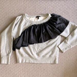 J. CREW asymmetrical ruffle sweatshirt, Small.